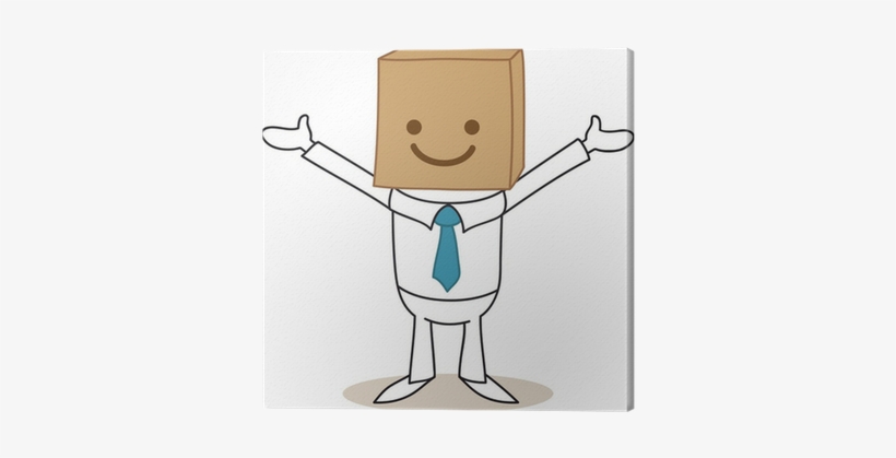 Cuadro En Lienzo Geschäftsmann, Karton, Caja, Cara - Cartoon, transparent png download