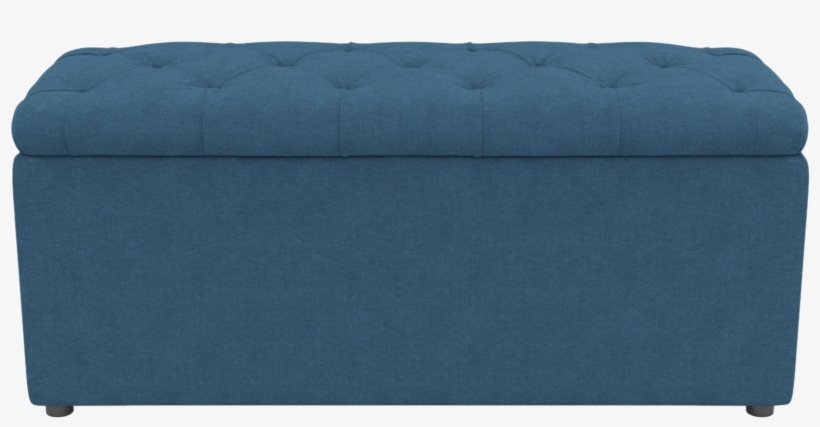 Blue Storage Ottoman Teal Round Upholstered Yellow - Ottoman, transparent png download