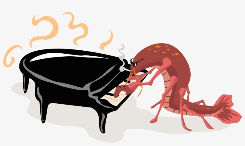 Crawfish Playing Piano Free Vector Clip Art - Clip Art, transparent png download