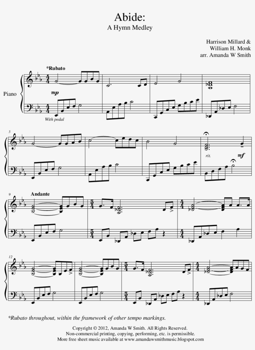 A Hymn Medley - La Paloma Easy Piano Sheet Music, transparent png download