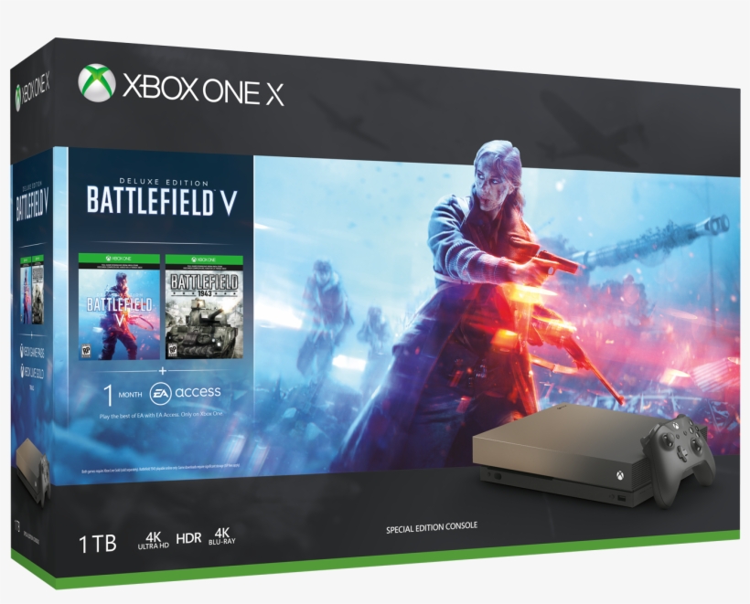 The Xbox One X Gold Rush Special Edition Bundle Adds - Xbox One X Battlefield V, transparent png download