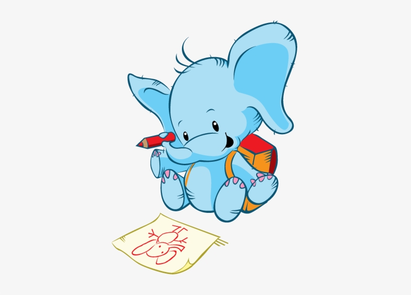 Vinilo Infantil Elefante Estudiante - Elephant Painting Cartoon, transparent png download