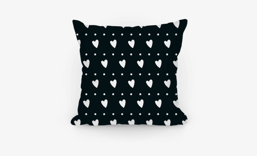 Black And White Hearts And Dots Pattern Pillow - Throw Pillow, transparent png download