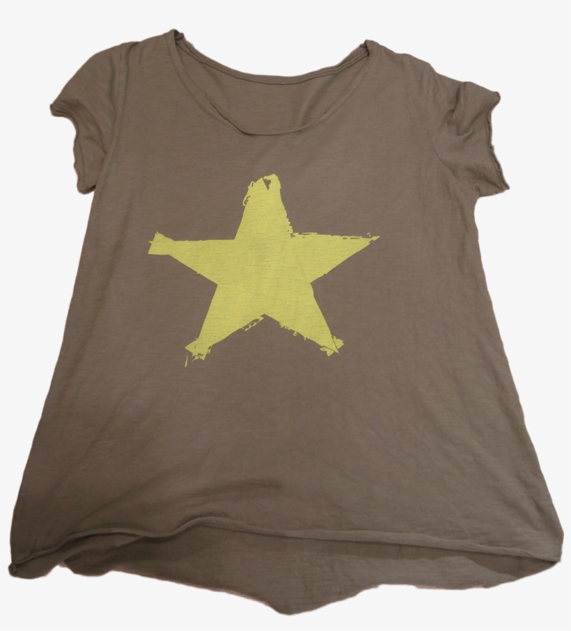 Camiseta Verde Militar Con Estrella Amarilla Yellow - Star, transparent png download