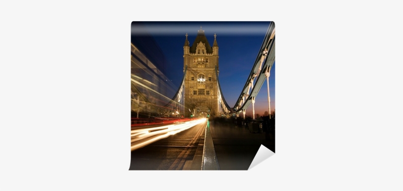 Tower Bridge With Motion Blur Of Passing Double Decker - Suspension Bridge, transparent png download