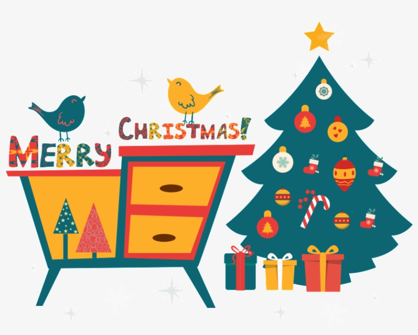 Hand Painted Flat Christmas Tree Vector - Christmas Day, transparent png download