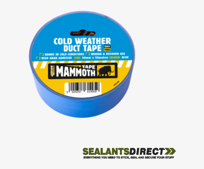 Mammoth Cold Weather Duct Tape 50mm X 50m - Everbuild Cold Weather Duct Tape 50mm X 50m - Blue, transparent png download