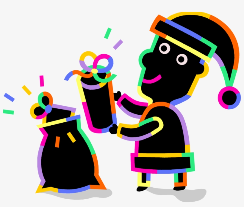 Vector Illustration Of Santa Claus With Christmas Sack - Cartoon, transparent png download