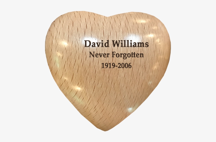 Oak Wood Heart Keepsake Engraved With Block Font - Heart, transparent png download