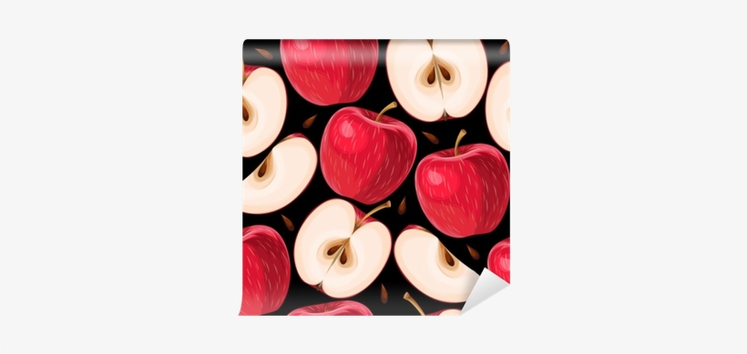Red Apples And Apple Slices Seamless Wall Mural • Pixers® - Wallpaper, transparent png download