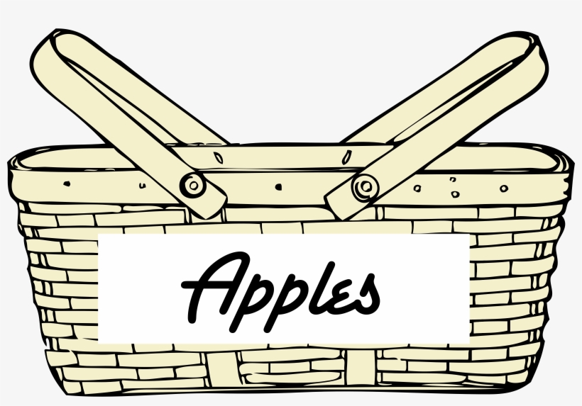 Basket Apple - Picnic Basket Black And White, transparent png download