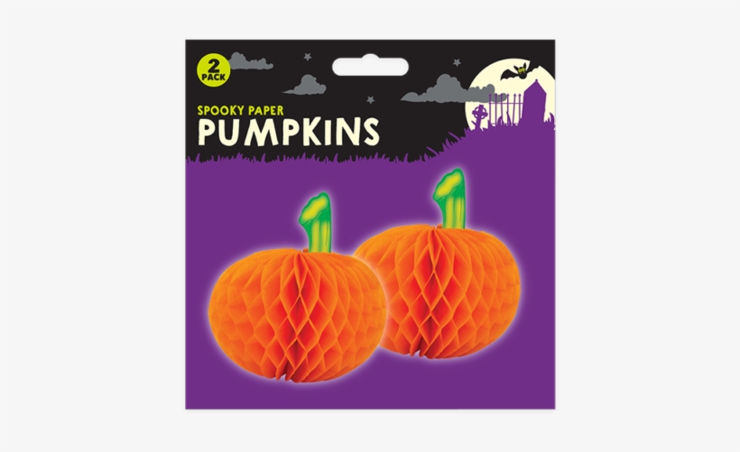 2 Spooky Paper Pumpkin Halloween Garland Hanging Party - Pumpkin, transparent png download