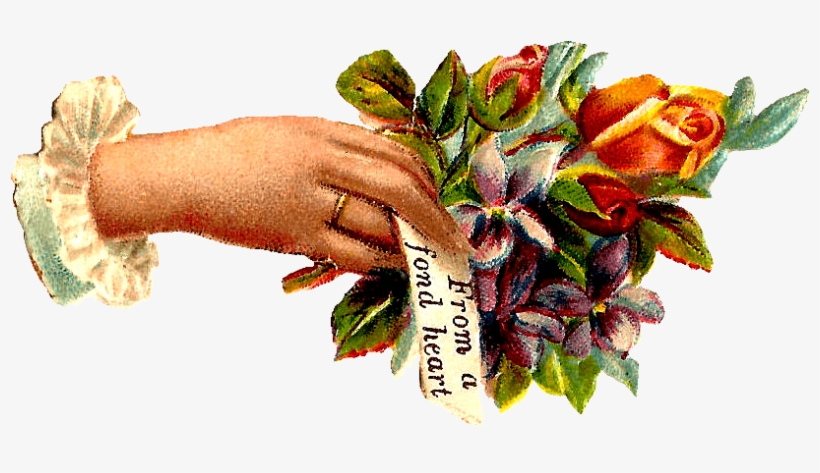 Hand Wishes Vintage - Vintage Flower In Hand, transparent png download