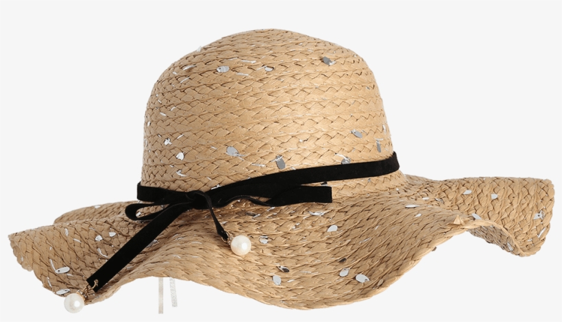Wholesale Detachable Ribbon Bowknot Sequin Straw Hat - Straw Hat, transparent png download