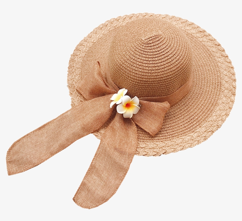 Eaves Ribbon Straw Hat Beige Children's Models Big - Artificial Flower, transparent png download