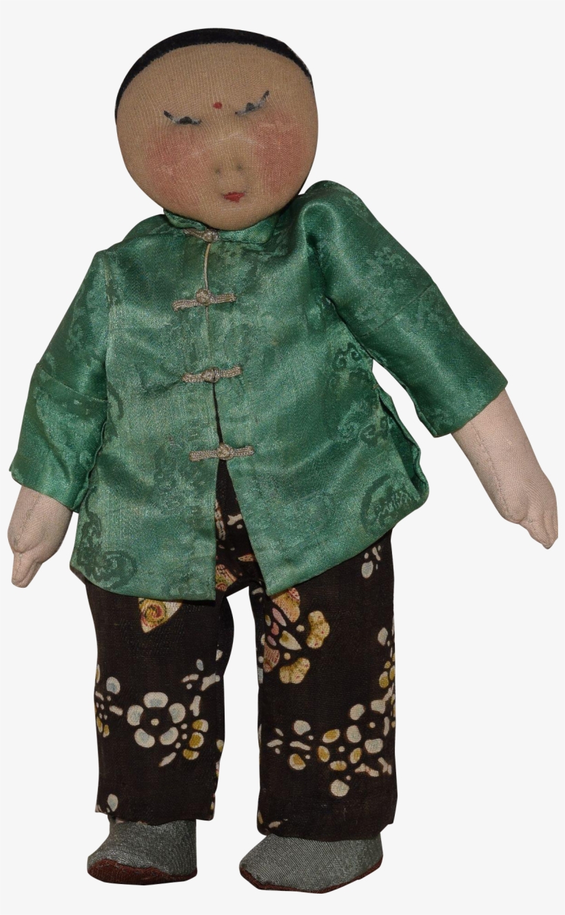 Vintage Cloth Chinese Doll With Needle Sculpted Face - Doll, transparent png download