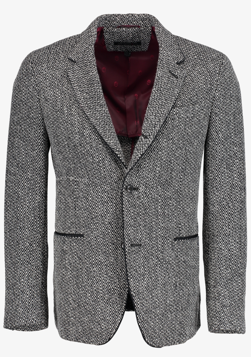 Black And White Textured Sport Coat With A Two Button, transparent png download