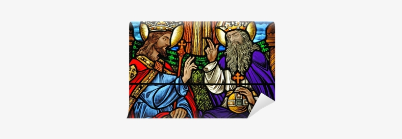Stained Glass Of Jesus At The Right Hand Of God Wall - Right Hand Of God, transparent png download