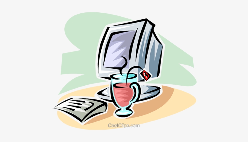 Taza De Té Al Lado De Un Monitor De Ordenador Libres, transparent png download