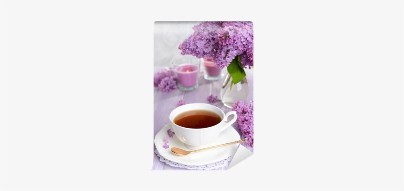 Fotomural Bellas Flores Lilas Con Taza De Té • Pixers® - Tea, transparent png download