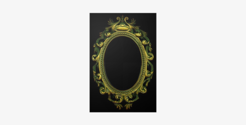 An Ornate, Grungy Gold Mirror On A Black Background - Mirror With Black Background, transparent png download