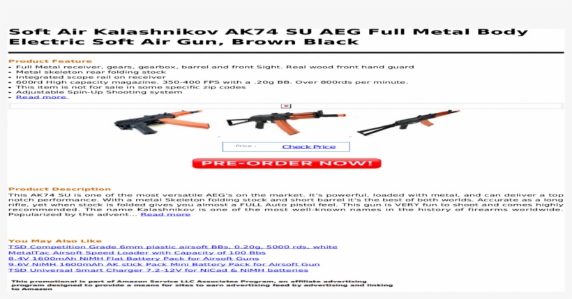 Soft Air Kalashnikov Ak74 Su Aeg Full Metal Body Electric - Firearm, transparent png download