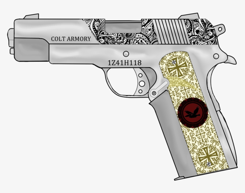 Banner Transparent Library 1911 Drawing Gun Engraving - Trigger, transparent png download