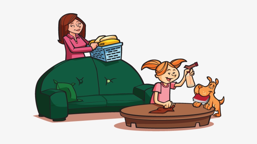 Mom And Daughter Doing Chores - Doing Chores Cartoon Png, transparent png download