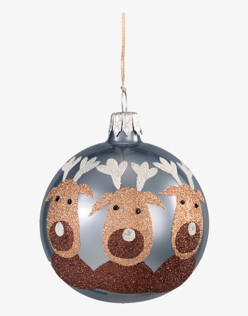 Christmas Ball Ornament Grey With Moose, 7 Cm - Christmas Ornament, transparent png download