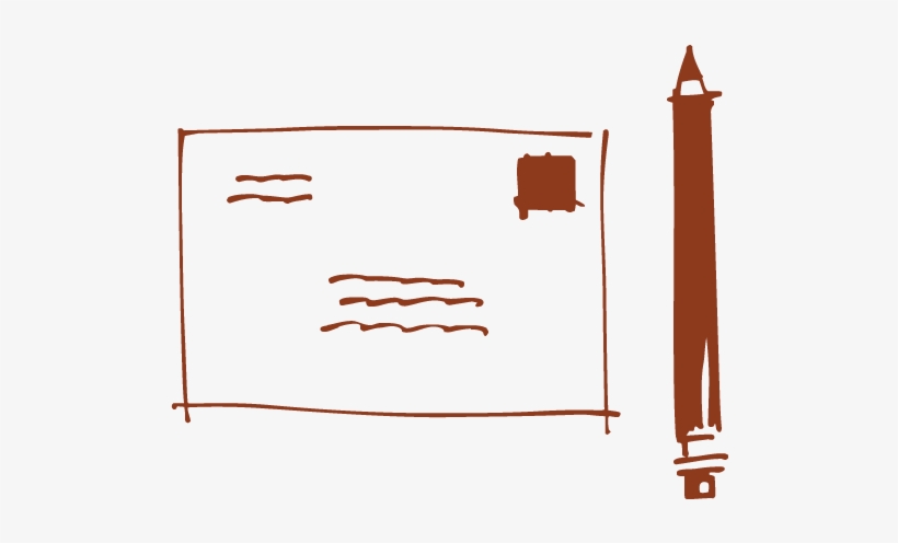 Contact Us » Stamped Envelope With Pencil Doodle - Illustration, transparent png download