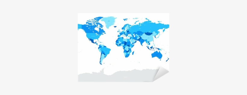 Hi Detail Blue Vector Political World Map Illustration - World Map, transparent png download