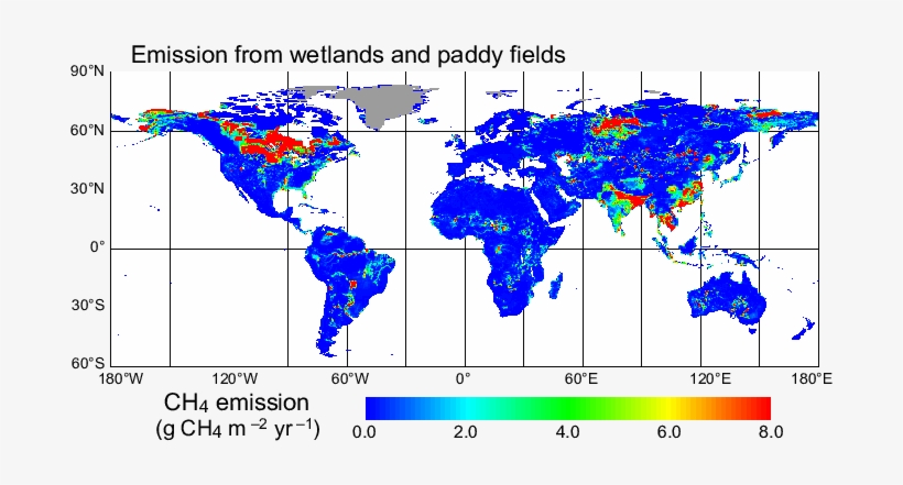 Global Map Of The Estimated Ch 4 Emission From The - Map Of The World Black, transparent png download