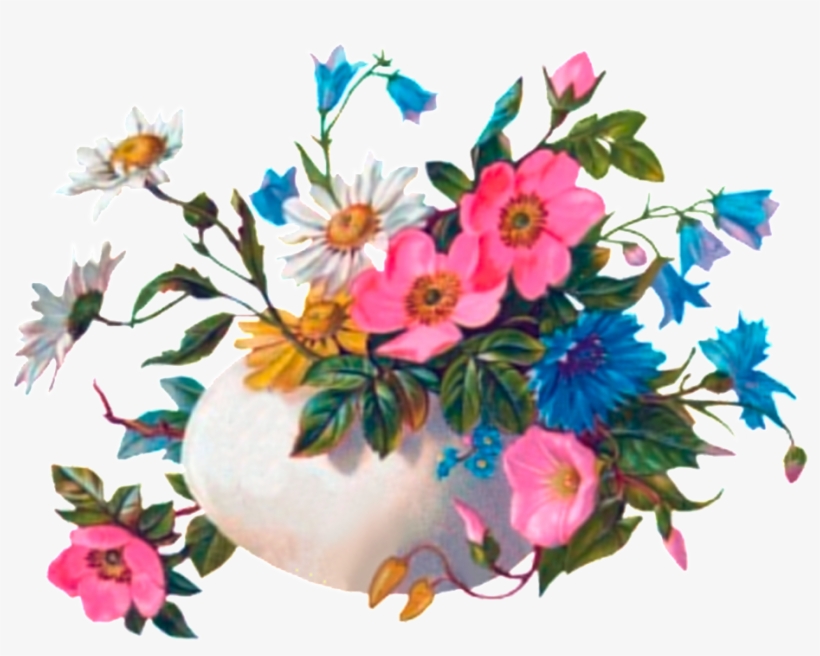 Hand Painted Aesthetic Bouquet Art - Zazzle Vase Rosa, Weiße Und Blaue Blumen Postkarte, transparent png download