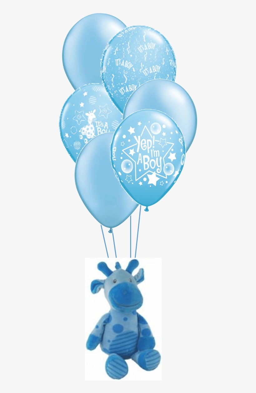 Blue Giraffe With Baby Boy Balloons - Baby Boy Balloons, transparent png download