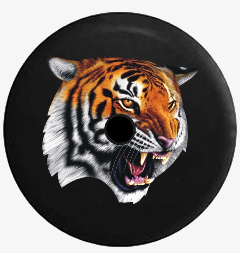 Jeep Wrangler Jl Backup Camera Day Striped Tiger Growling - Tirecoverpro Striped Tiger Growling Spare Tire Cover, transparent png download