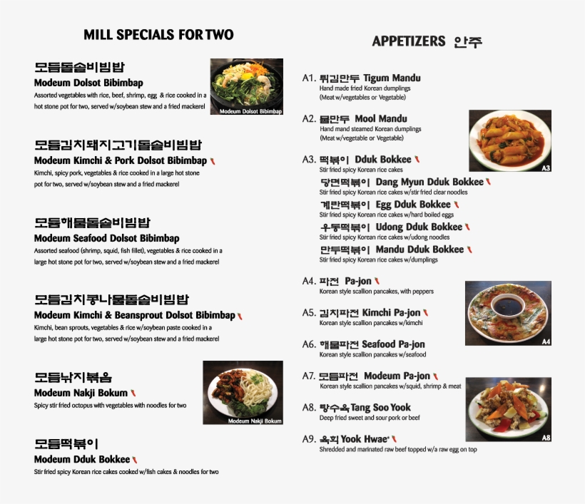 Menu - Mill Korean, transparent png download