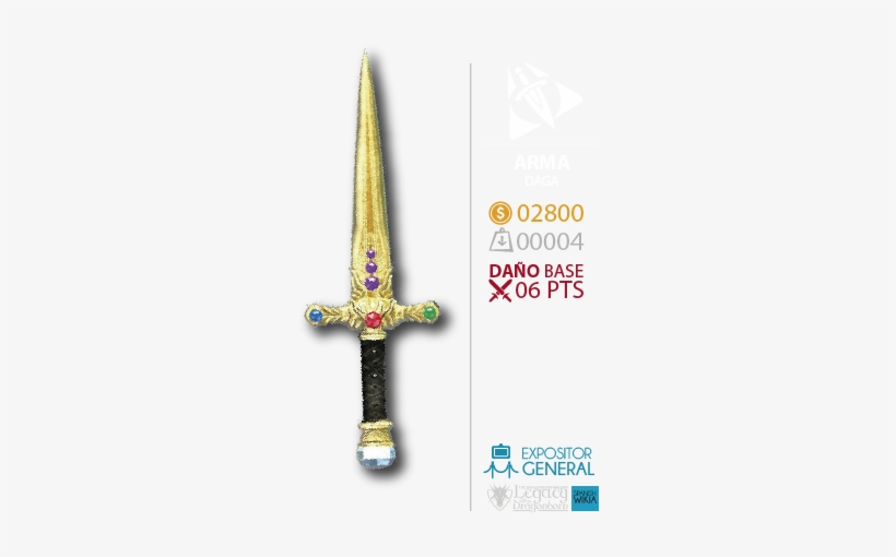 Daga Dorada Con Joyas 01 01 - Sword, transparent png download