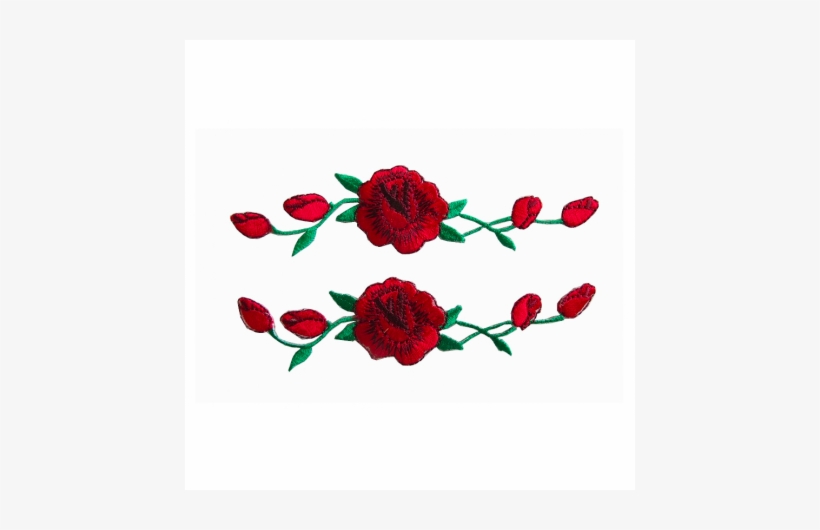 Two Red Sneakers Rose Flowers Applique Patches - Red Rose Flower Embroidery Applique Patch, transparent png download