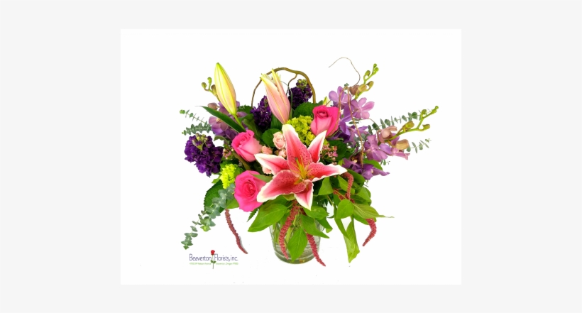 Orchids, Roses, Lilies, Stock, A Wonderful Mixture - Bouquet, transparent png download
