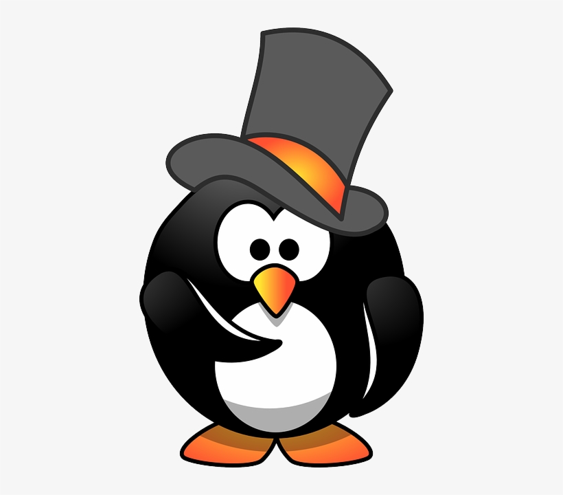 Penguin, Hirer, Hiring, Top Hat, Face, Person, Hat - Cartoon Penguin With Hat, transparent png download