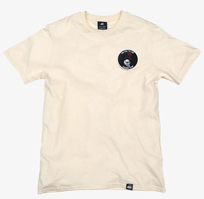 Natural Organic Cotton Tee Rose Skull Patch - Active Shirt, transparent png download