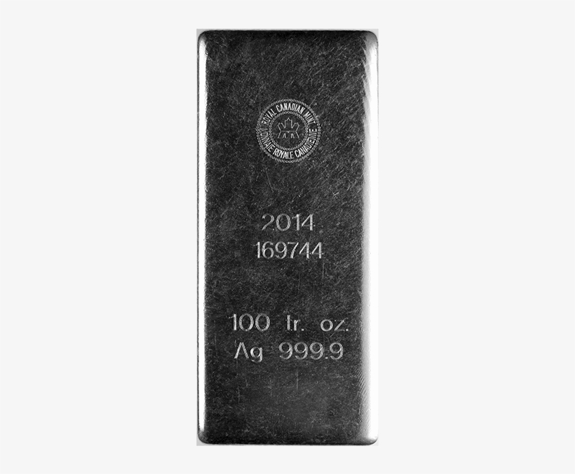 Picture Of 100 Oz Rcm Silver Bar - Silver, transparent png download