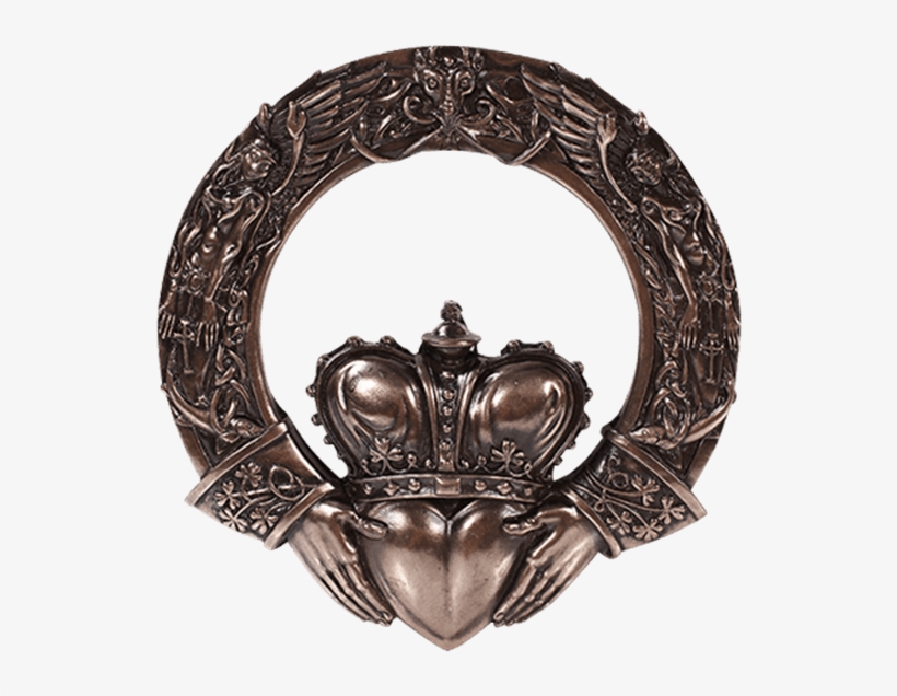 Bronze Celtic Claddagh Plaque - Irish Claddagh Crowned Heart Wall Plaque, transparent png download