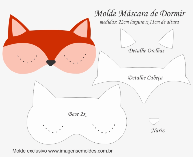 Molde Máscara De Dormir Raposa - Molde De Mascara De Dormir De Gato, transparent png download