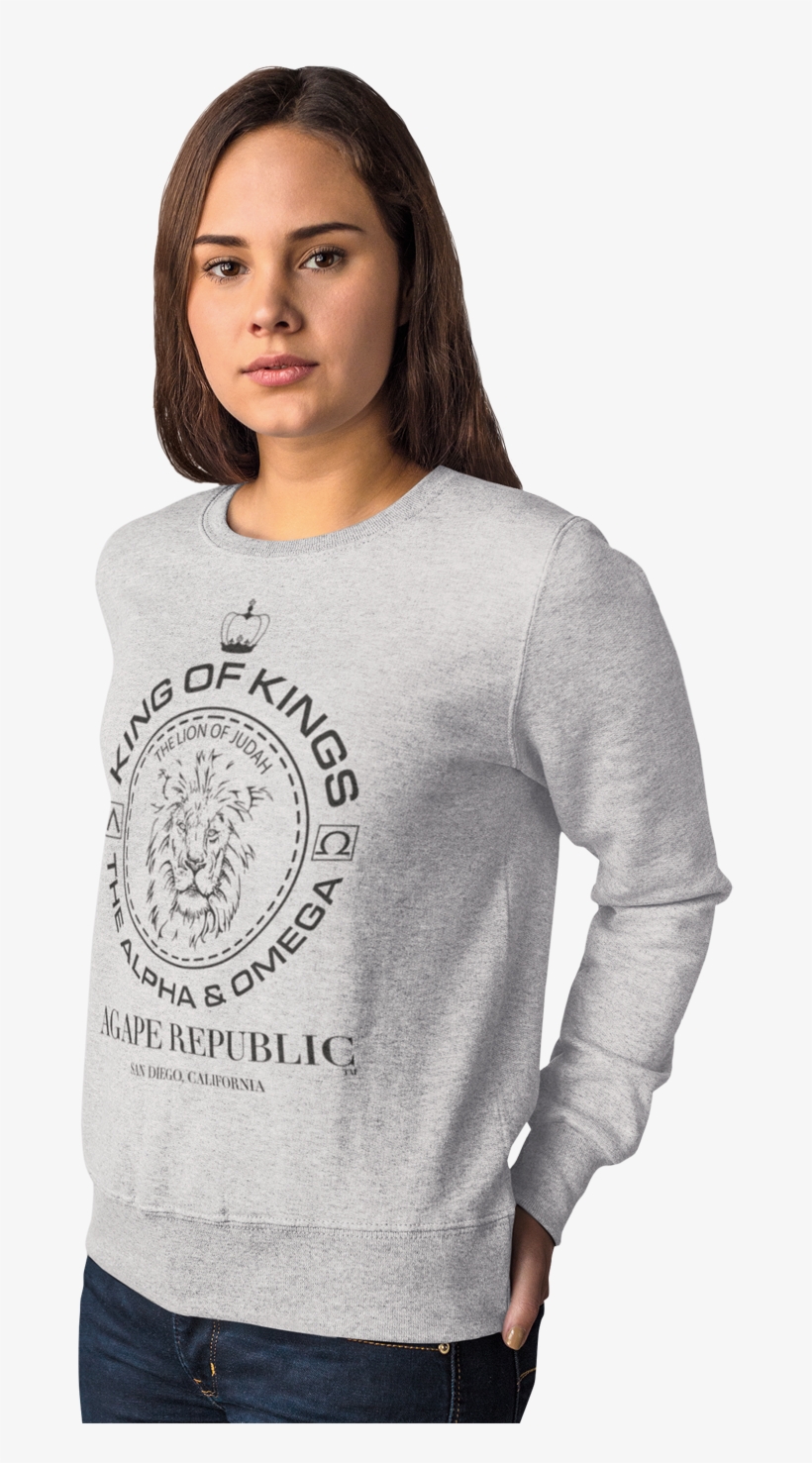 Lion Of Judah Women's Crewneck Sweatshirt “gray” - Sweater Girl Mockup, transparent png download