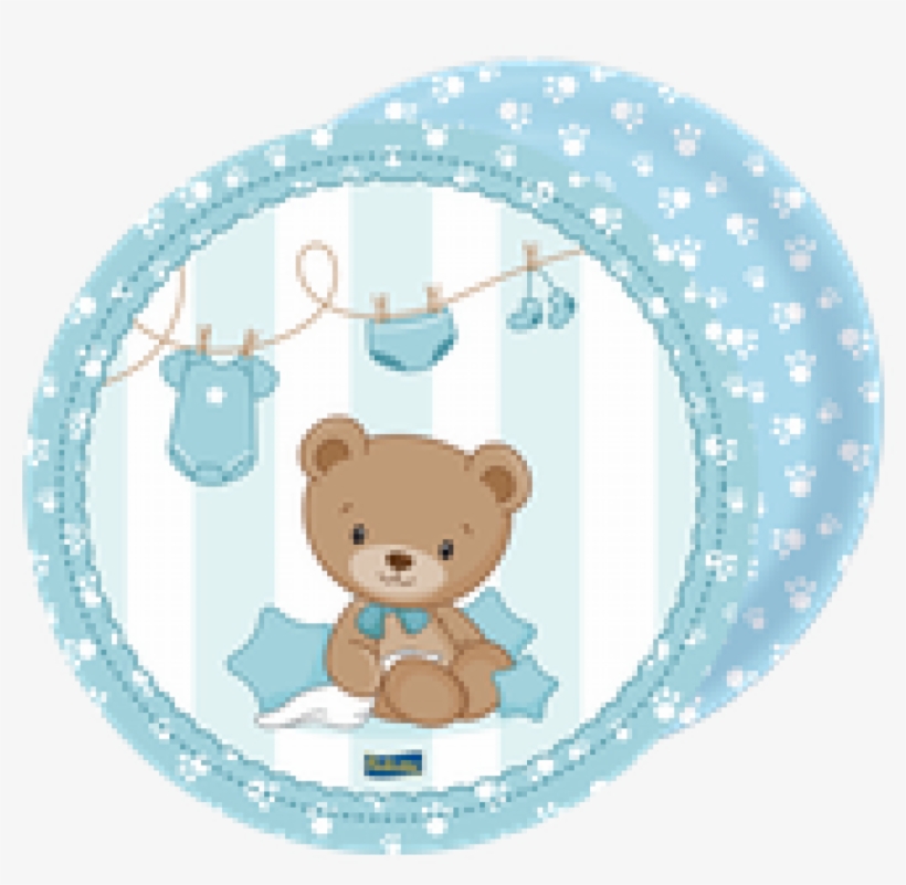 Prato De Papel Ursinho Azul - Festcolor Baby Shower Ursinho, transparent png download