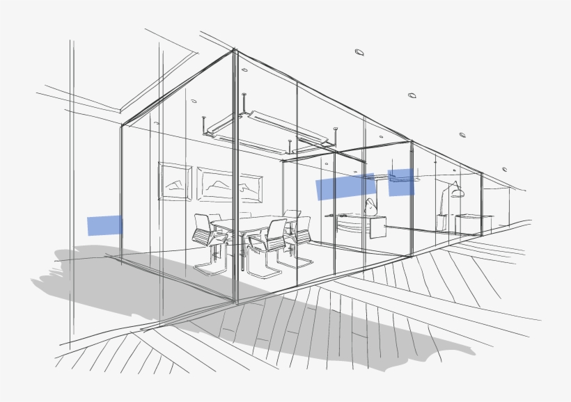 A Sketch Of An Office Hallway - Sketch House Png Transparent, transparent png download