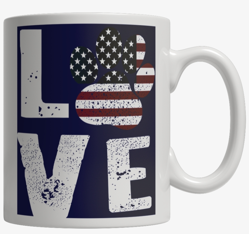 Love My Cat-dog With Paw Flag White Mug - Beer Stein, transparent png download