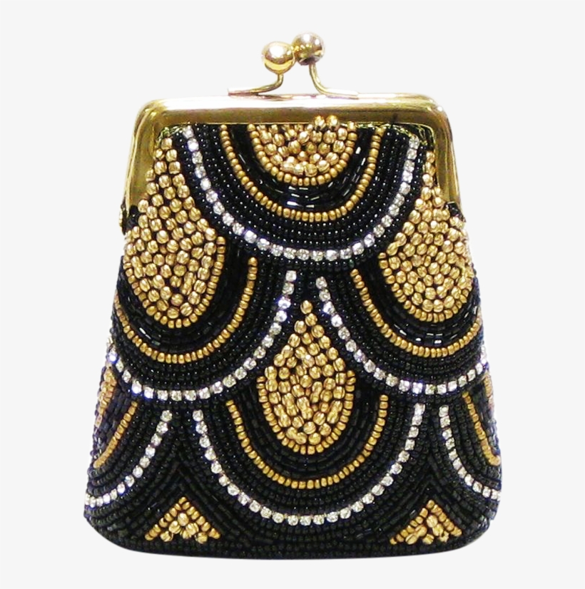 David Jeffery Coin Bag Black Gold Beads & Clear Stones - Coin, transparent png download