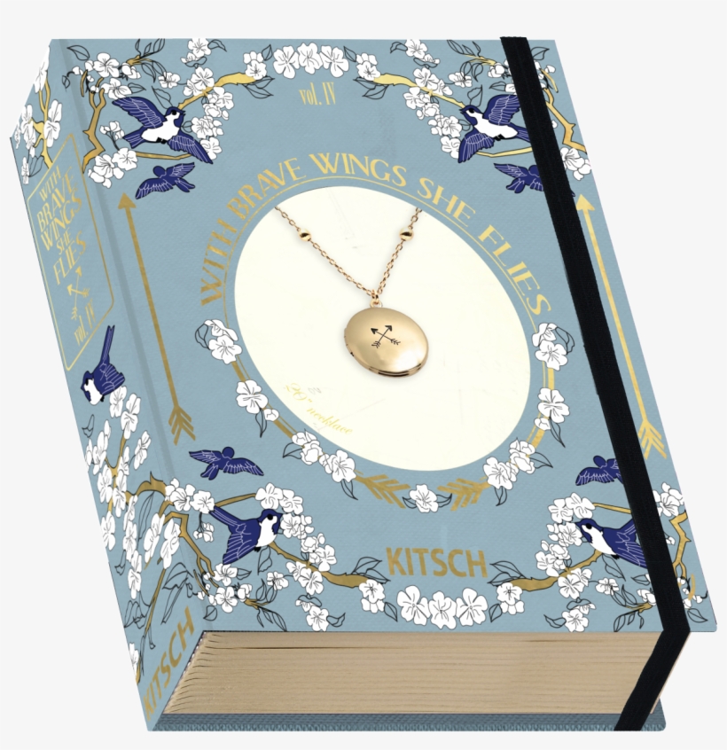 With Brave Wings She Flies Closed Book Box W Locket - Kitsch Key Charm Vintage Book Box By Kitsch, transparent png download